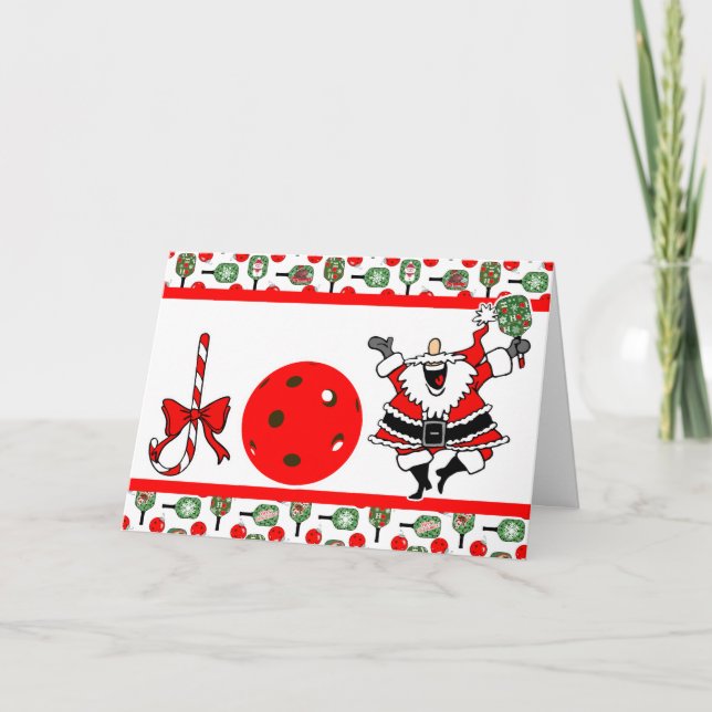 Pickleball Joy Christmas Party Santa Paddles Thank You Card (Front)