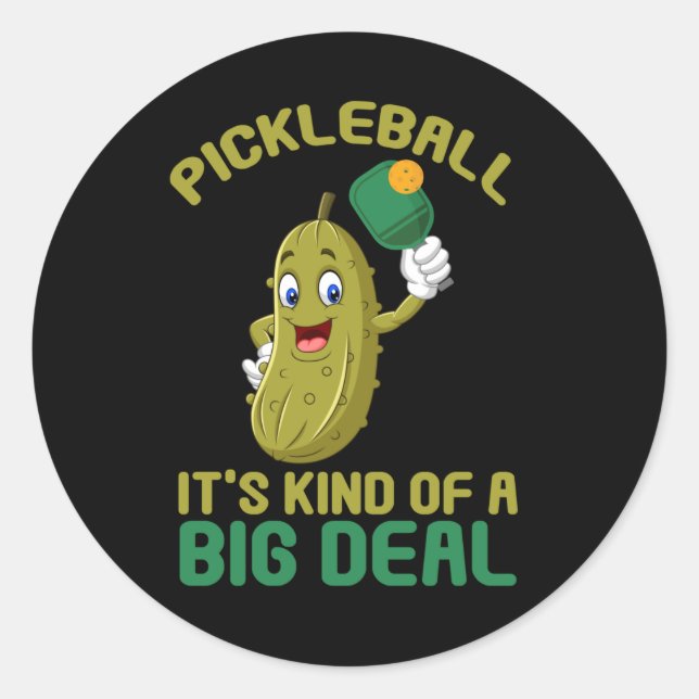 Pickleball Kid Big Deal Pickle Sport Classic Round Sticker (Front)
