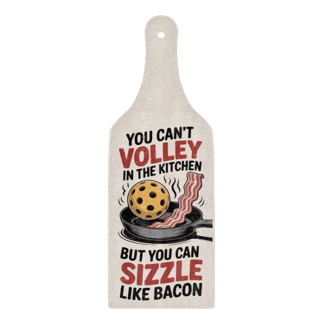 Pickleball Kitchen Zone Bacon Humor Cutting Board (Front)