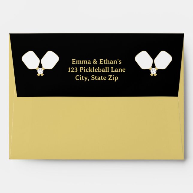 Pickleball Last Swing Before the Ring Black & Gold Envelope (Back (Top Flap))