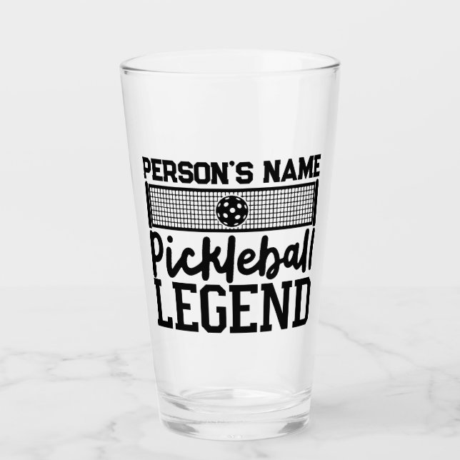 Pickleball Legend Custom Personalised Name Glass (Front)