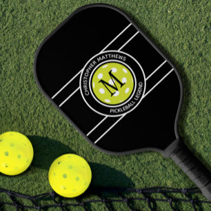 Pickleball Legend Custom Quote Name Initial Black Paddle