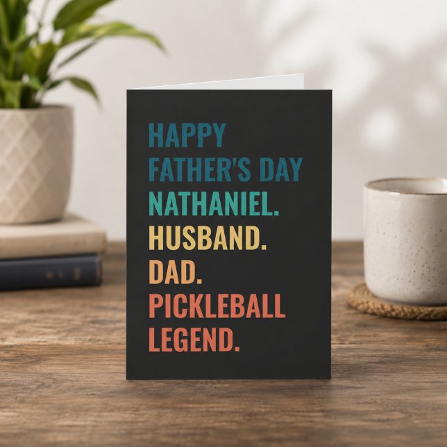 Pickleball Legend Personalised Father's Day Holiday Card (Add name to personalize. All text is editable, edit as required. )