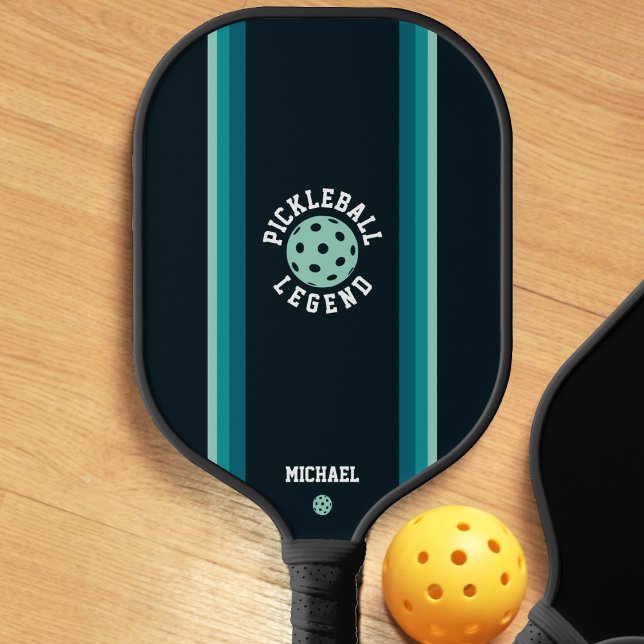 Pickleball Legend Retro Dark Blue Striped Pickleball Paddle (dark blue pickleball legend retro pickleball paddle)