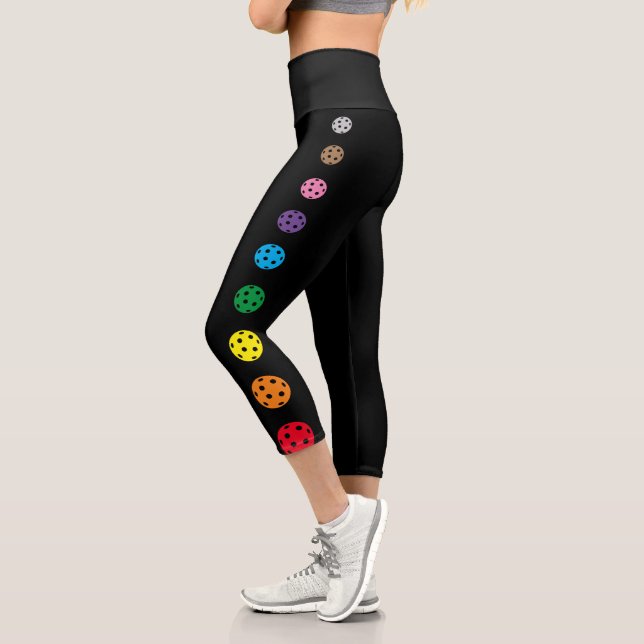 Pickleball Leggings Grey Rainbow Crop Capri (Left)