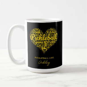 Pickleball Life Word Art Typography Monogram Name Coffee Mug