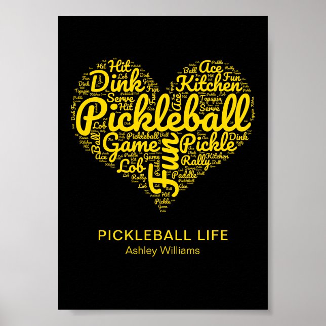 Pickleball Life Word Art Typography Personalised Poster (Front)