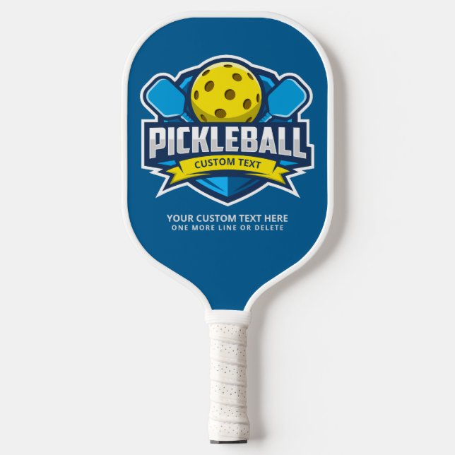 Pickleball Logo Patch 3 Lines Custom Text  Paddle (Front)