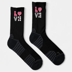 Pickleball Love Heart Court Balls Paddles Black Socks