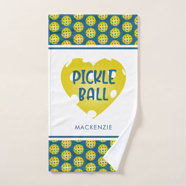 Pickleball Love Heart Custom Colour Personalised Hand Towel (Hand Towel)
