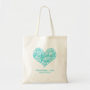 Pickleball Love Personalised Word Art Typography Tote Bag
