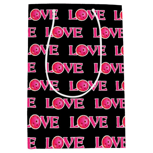 Pickleball Love Pink Party Special Occasion Medium Gift Bag (Front)