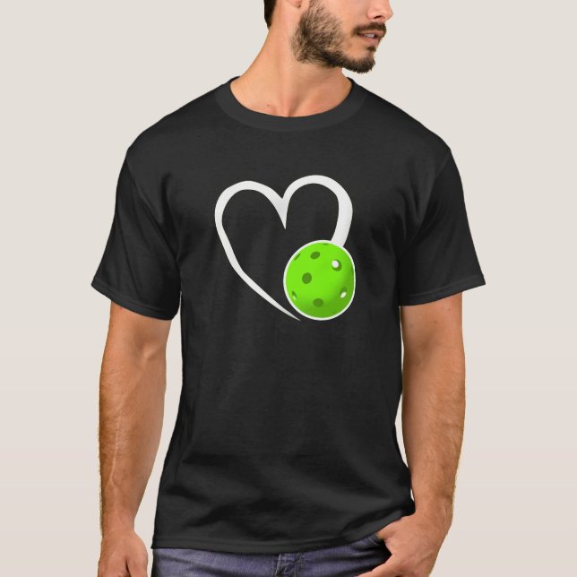 Pickleball Love White Heart Bright Gree Pickleball T-Shirt (Front)