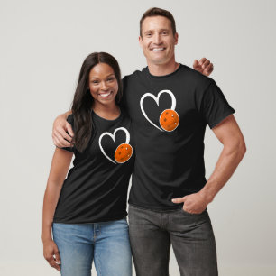 Pickleball Love White Heart Orange Pickleball T-Shirt