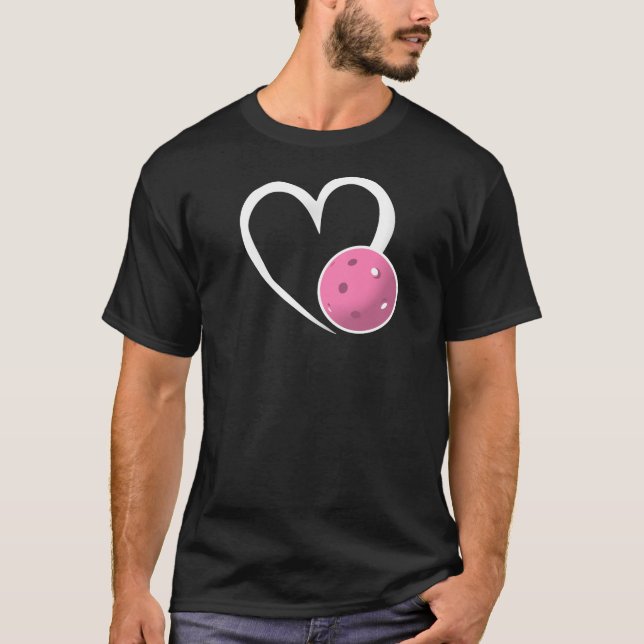 Pickleball Love White Heart Pale Pink Pickleball T-Shirt (Front)