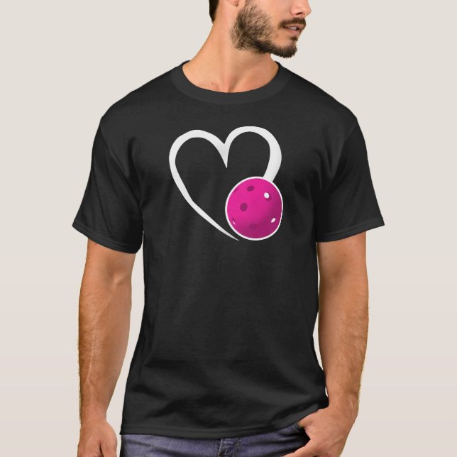 Pickleball Love White Heart Purple Pickleball T-Shirt (Front)