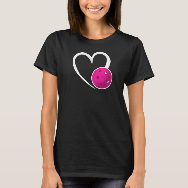 Pickleball Love White Heart Purple Pickleball T-Shirt (Front)