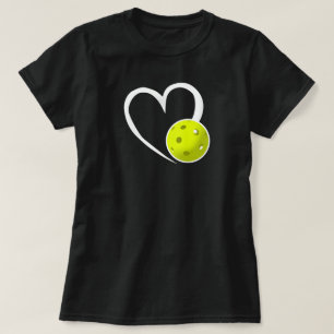 Pickleball Love White Heart Yellow Pickleball T-Shirt
