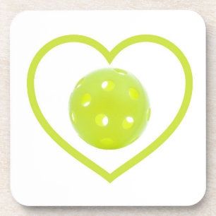 pickleball love yellow pickle ball coaster