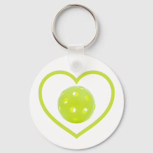 pickleball love yellow pickle ball key ring
