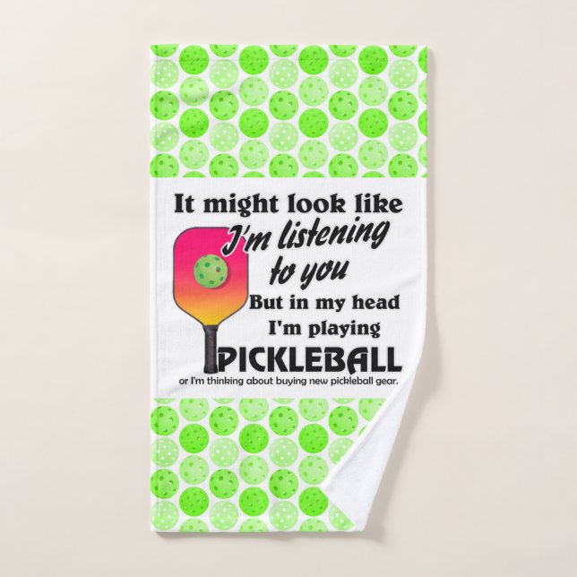 Pickleball Lover In My Head I'm Playing Pickleball Hand Towel (Hand Towel)
