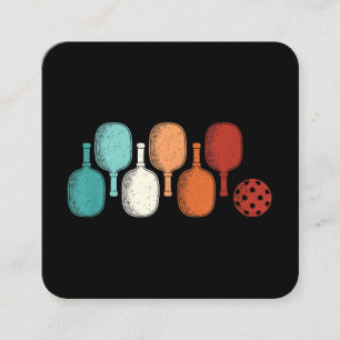 Pickleball Lover Retro Paddle Sport Vintage Square Business Card