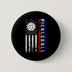 Pickleball Lovers 4th Of July American Flag Pickle 6 Cm Round Badge