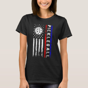 Pickleball Lovers 4th of July American Flag Pickle T-Shirt