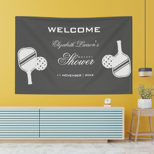 Pickleball Lovers Bridal Shower Black & White Banner