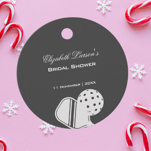 Pickleball Lovers Bridal Shower Black & White Favour Tags
