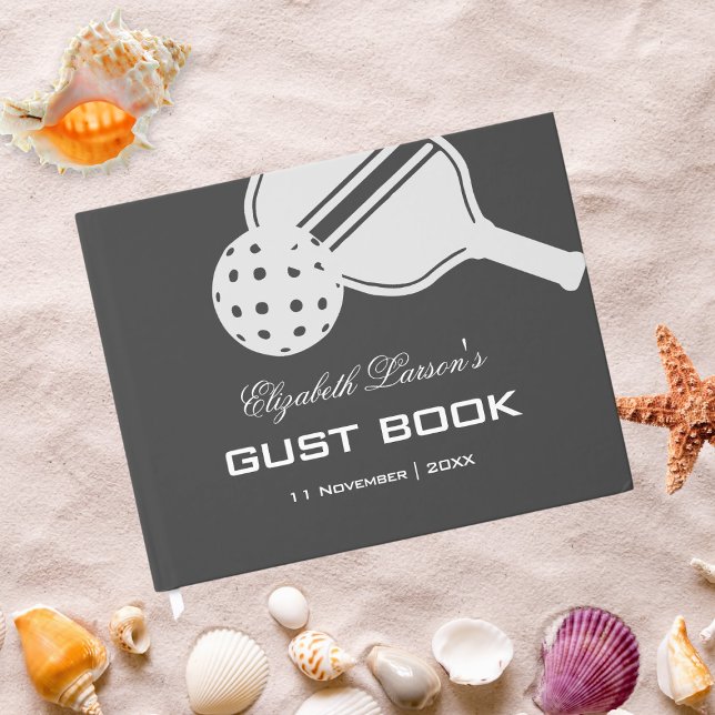 Pickleball Lovers Bridal Shower Black & White Guest Book (Creator Uploaded)