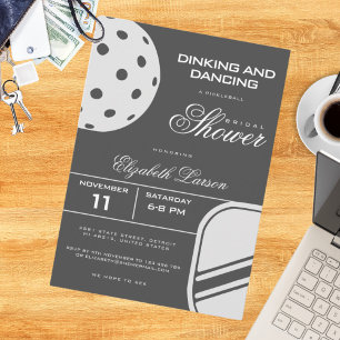 Pickleball Lovers Bridal Shower Black & White Invitation