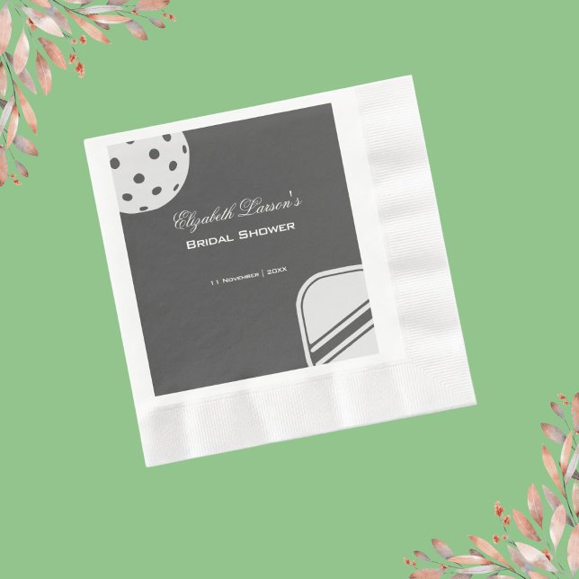 Pickleball Lovers Bridal Shower Black & White Napkin (Creator Uploaded)