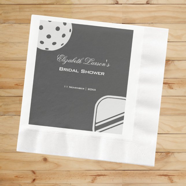 Pickleball Lovers Bridal Shower Black & White Napkin (Creator Uploaded)