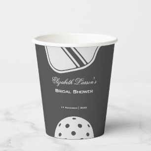Pickleball Lovers Bridal Shower Black & White Paper Cups