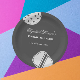Pickleball Lovers Bridal Shower Black & White Paper Plate