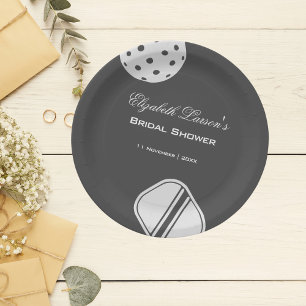 Pickleball Lovers Bridal Shower Black & White Paper Plate