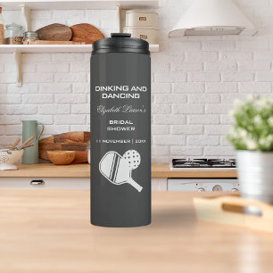 Pickleball Lovers Bridal Shower Black & White Thermal Tumbler