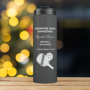 Pickleball Lovers Bridal Shower Black & White Thermal Tumbler