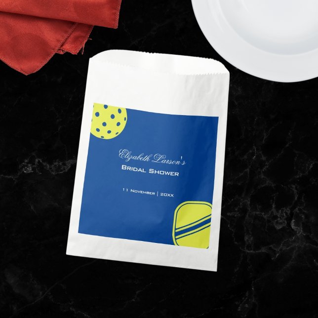 Pickleball Lovers Bridal Shower Neon Blue Favour Bags (Creator Uploaded)