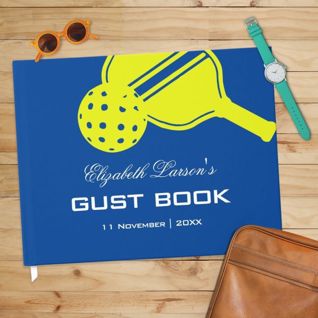 Pickleball Lovers Bridal Shower Neon Blue Guest Book (Creator Uploaded)