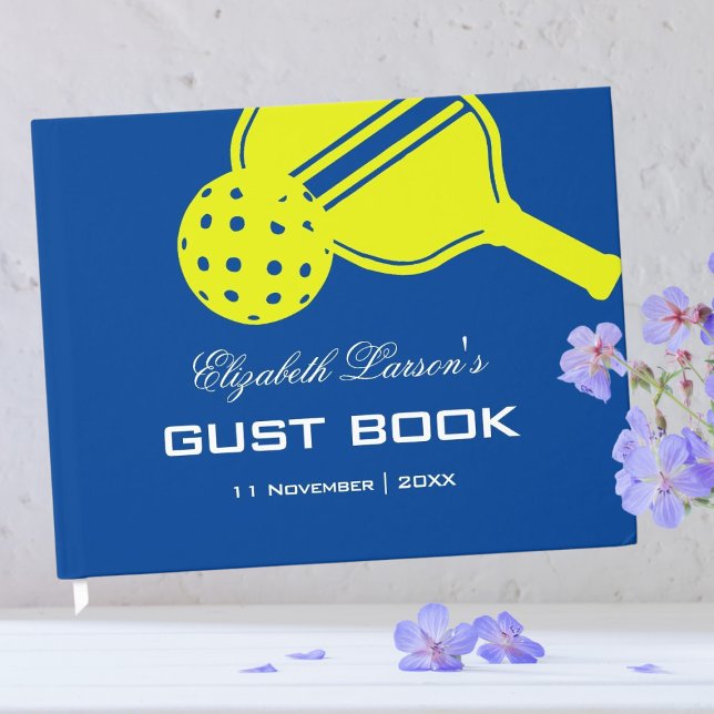 Pickleball Lovers Bridal Shower Neon Blue Guest Book (Creator Uploaded)