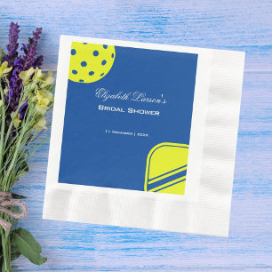 Pickleball Lovers Bridal Shower Neon Blue Napkin