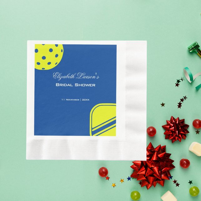 Pickleball Lovers Bridal Shower Neon Blue Napkin (Creator Uploaded)
