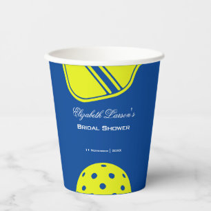 Pickleball Lovers Bridal Shower Neon Blue Paper Cups