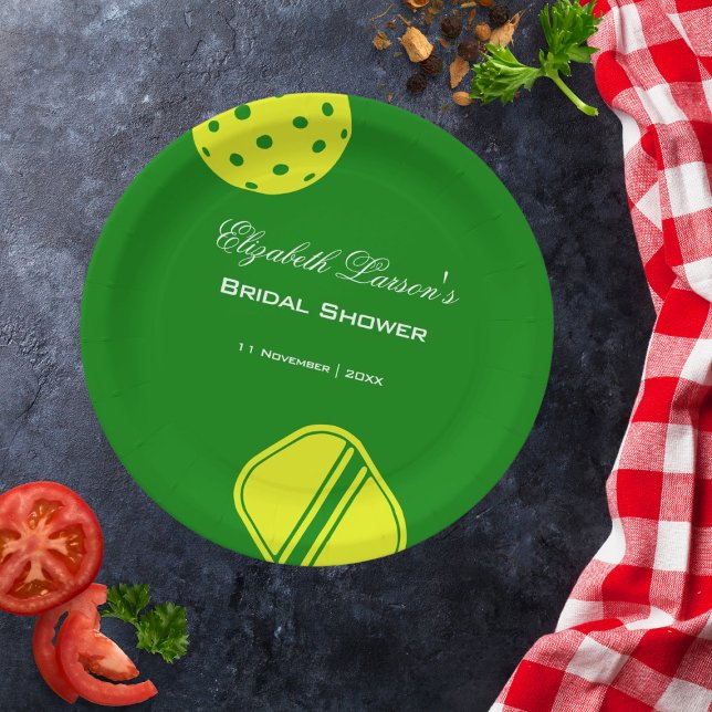 Pickleball Lovers Bridal Shower Neon Theme Paper Plate (Creator Uploaded)