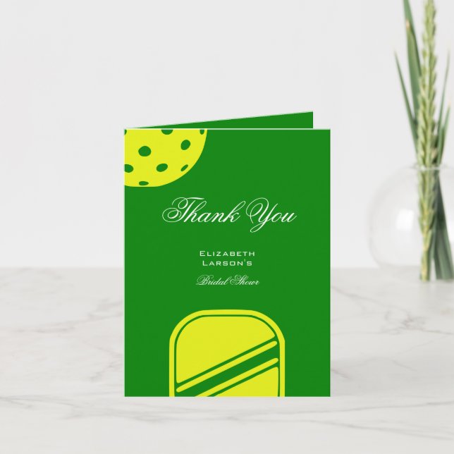 Pickleball Lovers Bridal Shower Neon Theme Thank You Card (Front)