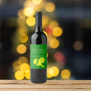 Pickleball Lovers Bridal Shower Neon Theme Wine Label