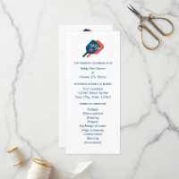 Pickleball lovers wedding ceremony program