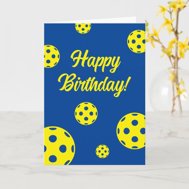 Pickleball mania Birthday card for players & fans (Yellow Flower)
